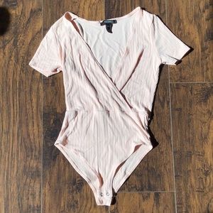 Forever 21 Baby Pink Ribbed Knit Bodysuit